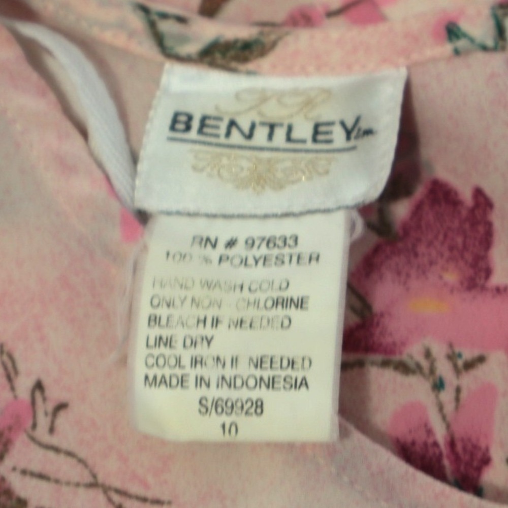 Vtg Bentley Floral Maxi Dress Pink Sz10 Chiffon Slit Elegant Sleeveless Ethereal - Picture 6 of 6